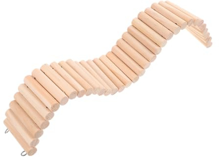 NUOBESTY Pont Suspendu Bois Naturel pour Hamsters et Rongeurs Échelle Escalade Multifonctionnelle Mâcher Sécurisé pour Petits Animaux Plateforme de Jeu