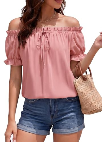 Aupuls Summer Off The Shoulder Tops for Women Country Concert Outfits | multiple occasion, two-way wear design, flatters shoulders, comfortable fabric, breathable, skin-friendly