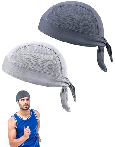 JIRVEX 2 Piezas Bandana Deportiva Hombre Mujer Sotocasco Moto y Bicicleta Verano Transpirable Secado Rápido Durag Turbante Pirata para Ciclismo Running Senderismo Gris Gris Oscuro
