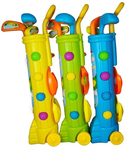 Unibos | Kids Golf Caddy Set with Balls and Clubs | Toy Golf Trolley with Wheels & Carry Handle | Complete Junior Golf Play Set for Children | Indoor & Outdoor Garden & Beach Sports Game