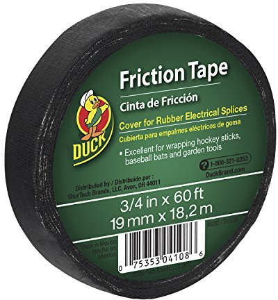 Duck Brand Friction Tape, 3/4-Inch x 60 Feet, Single Roll, Black (393150)
