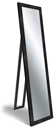 Lupia - Specchio da Terra Moderno BOSTON FLOOR MIRROR 40x160 cm, con cornice ecologica, Vetro cristallo riflettente, Facile montaggio con cavalletto regolabile o montaggio a parete, Nero, Legno
