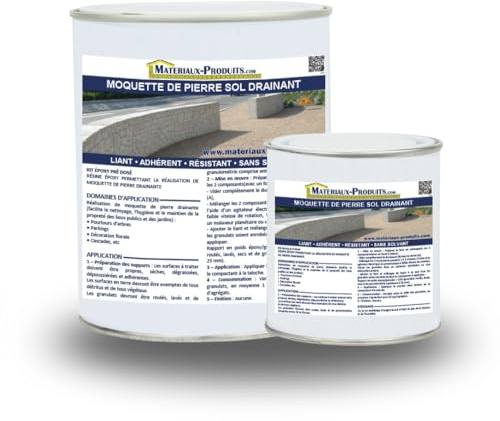 MATPRO - Moquette de Pierre Sol Drainant - Liant Résine Époxy - Filtre Eaux d'Arrosage & Pluie - Kit Prédosé - Laisse une Surface Drainante - Incolore - 1Kg