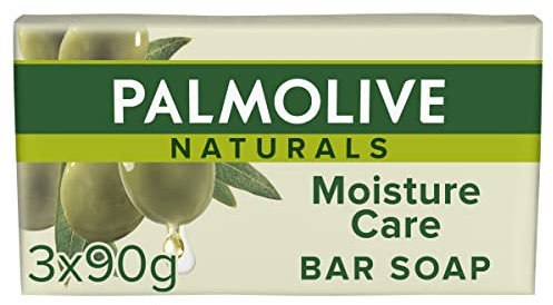 Palmolive Moisture Care Olive, Jabón en Pastilla con Extractos de Oliva, Jabón Hidratante, Pack 3 Uds x 90g