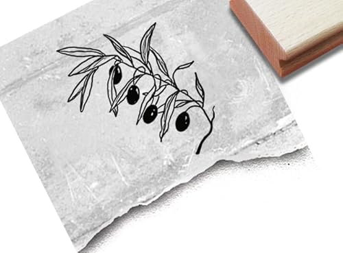 Stempel Motivstempel OLIVEN-Zweig - Bildstempel für Tischdeko Servietten Etiketten Restaurant Feinkost Karten Scrapbook Gutschein - zAcheR-fineT