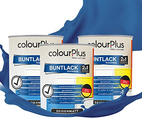 colourPlus® vernice colorata 2in1 (2,25L, RAL 5010 blu genziana) extra opaco setoso lucido vernice acrilica - vernice per giocattoli per bambini - vernice per legno - vernice per legno da interni