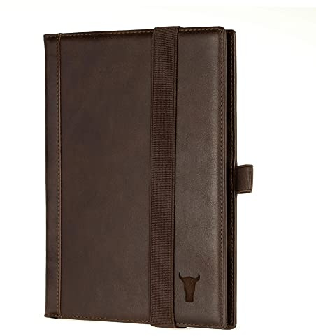 TORRO Couverture Rigide en Cuir Vértiable pour Carnet de Notes avec Recharge Bloc-notes de (Format A5 Marron Foncé)