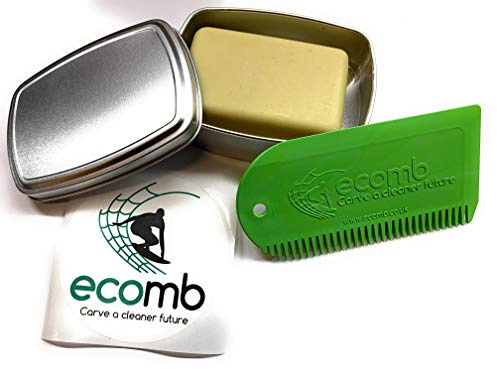 Eco Surf Board Wax, Comb, Storage Tin & Sticker 100% Reclaimed Marine Waste Plastic (Starfish Lime)