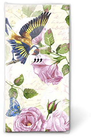 10 Taschentücher Vögel an Pfingstrose