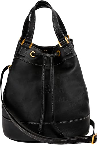 Time Resistance Lederhandtasche für Damen - Handgefertigte Beuteltasche aus Vollnarbenleder - Italienische Ledertasche - Schultertasche für Damen - Handtasche für Arbeit und Alltag (Schwarz)