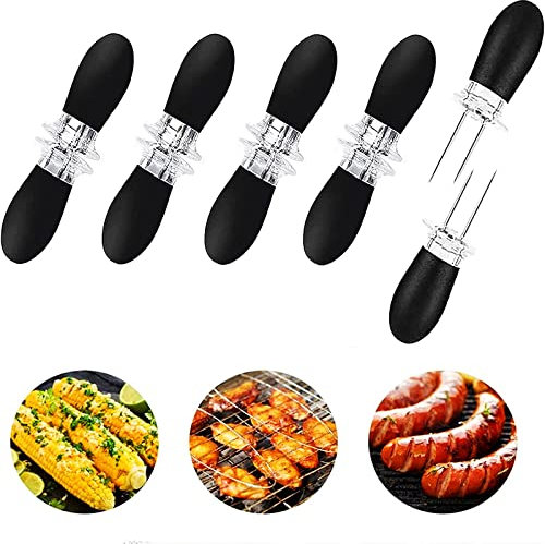 10 Stück Maiskolbenspieße, ßeMais Halter Edelstahl Maiskolben Spieße, Maiskolbenhalter Mais Picks für BBQ, Fruit Forks Küche Werkzeug Stainless Steel Corn Holders Schwarz