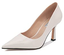 QUEEN HELENA Scarpe Eleganti con Tacco Basso Decollete a Punta Chiusa Donna K3147 (Beige, Numeric_37)