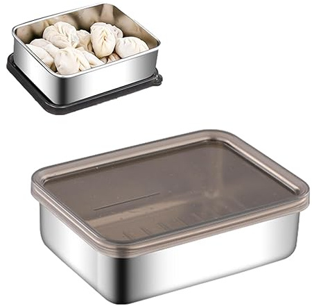 SKUDA Carne para refrigerador, Bandeja Deli Saver Acero Inoxidable para Almacenamiento fiambres, Suministros Cocina, contenedor Tocino para Delicatessen, panadería