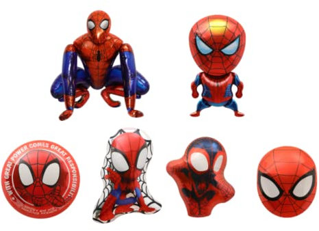 Fashion Yo 6pcs Spider Superhero boys Foil Balloons Birthday Party Congratulations balloons Baby Shower Party Decorations Party Suppiles Accessories Theme kids (Spider)