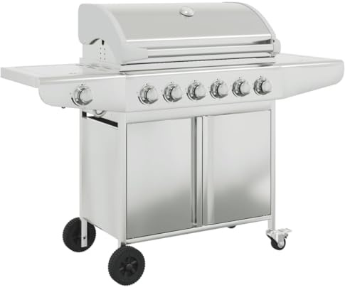 vidaXL Griglia Barbecue a Gas con 7 Bruciatori Argento in Acciaio, Grill all'aperto, Grill a Gas, griglia, Barbecue, Barbecue, Cucina all'aperto