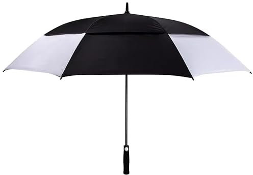 135 cm/53 tum bärbart golfparaply, stora paraplyer för regn, dubbellager automatiskt väderbeständigt rakt handtag paraply, för män kvinnor (black)