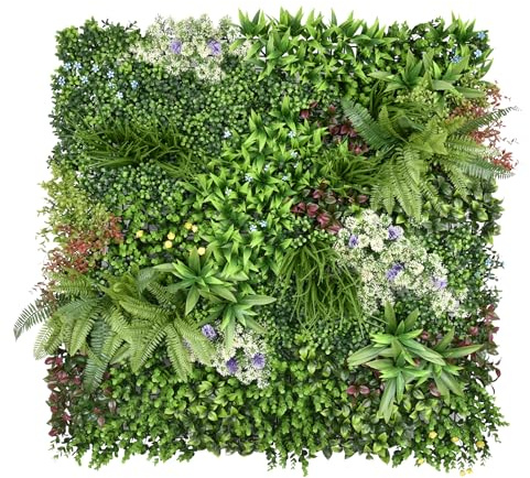 Ark Mat Artificial Plant Flower Living Wall Panels Realistic Indoor/Outdoor Garden 100cm x 100cm Home, Office, Cafe, Shop, Salon, Wedding (Country Garden)