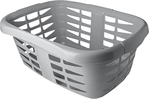 M home by Mazzei Mondex Panier à Linge Ergonomique Ajouré avec Poignée – Plastique Gris 47L – Fabriqué en France