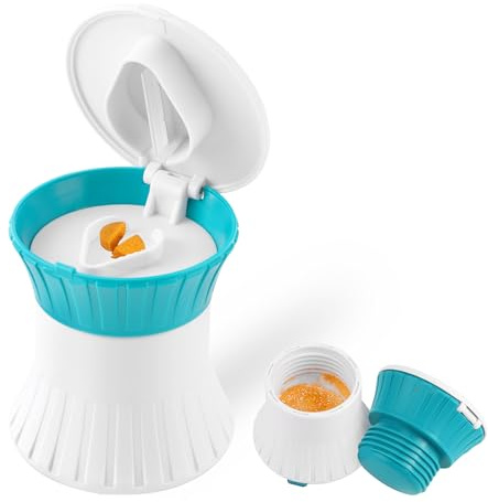 3 in 1 Tagliapillole, Frantumapillole e Portapillole | con Lame in Acciaio Inossidabile | Tritapillole a 3 Scomparti per Vitamine e Compresse Piccole/Grandi