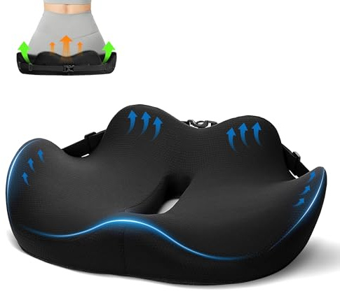 JOJOSEE Donut Seat Cushions, Memory Foam Office Chair Cushion, Non-Slip Car Seat Cushions, Ergonomic Support Coccyx Cushion for Office Chairs, Car, Desk, Gaming & Wheelchair