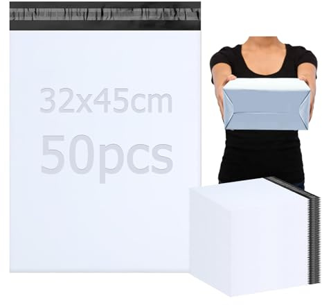 PDKKFF 50 Pièces Enveloppe Plastique Expedition, 32x45cm Pochette Envoie Colis Vinted, Emballage Colis Vinted, Autoadhésive Sac, Opaques Sachet pour Textiles et Boîtes à Chaussures