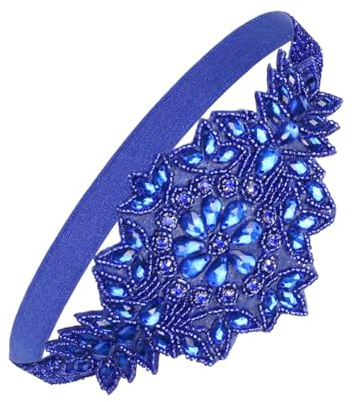 ifundom Bandeau Décoratif pour Cheveux à Cristaux Bleu Royal Accessoire Vintage 1 Pièce pour Mariage Bal ou Soirée Déguisée Serrage-Tête Fascinateur Léger et Élégant