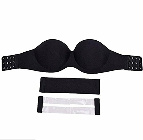 AioTio Sexy Non-Trace Comfort Soutien Soutien-Gorge sans Bretelles pour Femme(D,Noir)