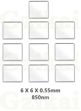 Gzikai 10pcs/1 Lot 6mmĂ6mmĂ0.55mm 850nm Optical IR Narrow Band Pass Filter for Barcode Scanner Infrared lense and Face Recognition