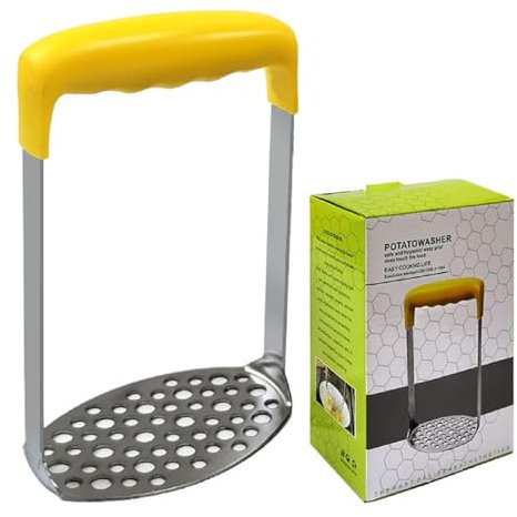 LOMONI portable en acier inoxydable avec purée à pommes de terre, maillage fin, cuisine, presse-ail pommes de terre, pommes de terre, patate douce, poignée antidérapante pour pommes de terre