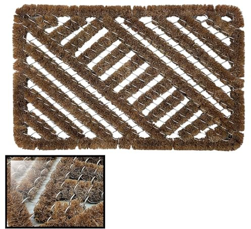 LUCA HOME - Felpudo Kiev de Fibra de Coco y Metal Rectangular 40x60cm Entrada a casa, Felpudo Rectangular y semicirculo