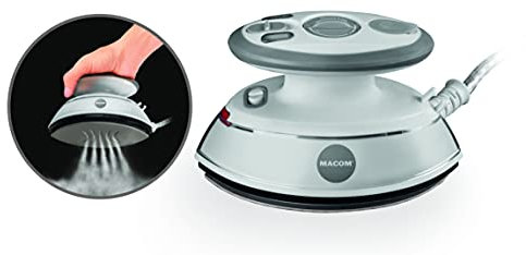 MACOM Mini ferro da stiro a Vapore da viaggio, 500W riscaldamento rapidissimo, piastra antiaderente a doppia punta, doppio voltaggio 110/220V, Enjoy & Relax 876 Iron One