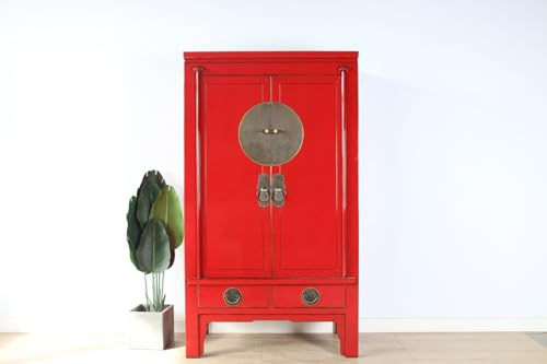 Yajutang Gabinete de la boda chino madera maciza 2 puertas armario rojo