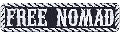Écusson Thermocollant FREE NOMAD - Patch Nomades à Coudre - Cadeau pour les Motards - Appliqué pour Veste/Gilet/Jeans/Coffres de Moto | 100x25mm