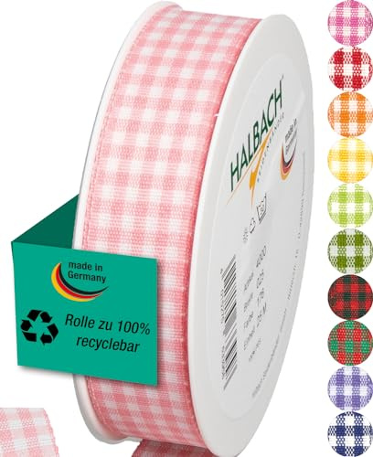 Halbach Seidenbänder Vichy - Cinta de regalo (25 mm de ancho, 25 m de largo, 25 m, hecha en Alemania, a cuadros en muchos colores)