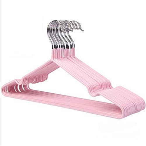 Pilipane Grucce Antiscivolo Salvaspazio, Confezione da 10 Grucce in Metallo, Grucce in Filo Metallico Rivestito in Gomma Resistente per Cappotti, Camicie, Vestiti, Grucce per Adulti Resistenti(Rosa)