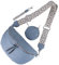 MIRROSI® Bauchtasche Damen, Veganleder 30x19x10cm, Umhängetasche, Brusttasche, Crossbody bag, Kunstleder leder, verstellbare Schulterriemen Bohemian Style (Jeansblau)