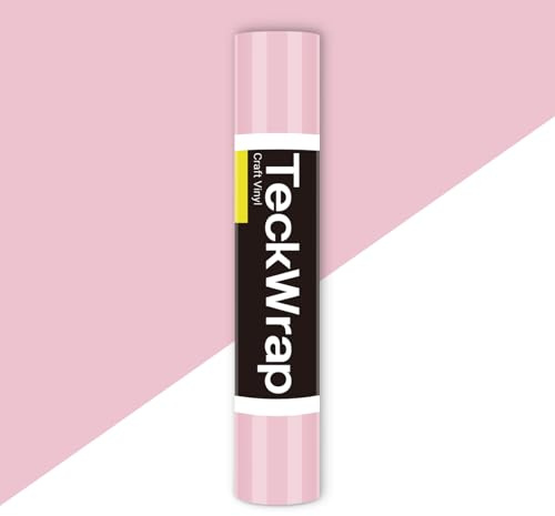 TECKWRAP Pink Permanent Vinyl 12 x 5ft (30.5cm x 153cm), Light Pink Adhesive Vinyl Baby Pink Vinyl Wrap for DIY Crafts, Wall Decals, Car Windows & Home Decor, Glossy Pastel Pink