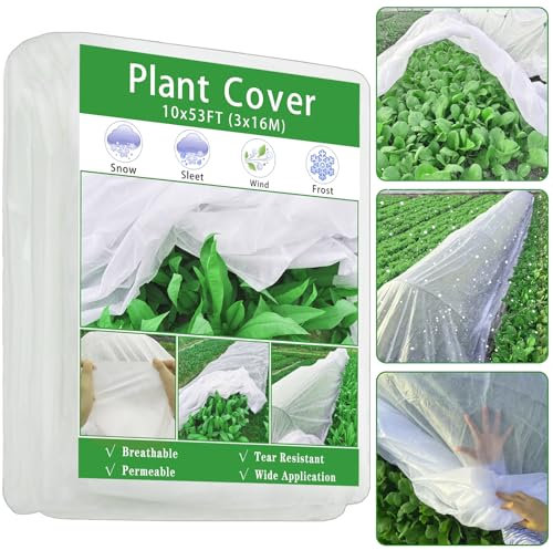 3x12M Fabric Plant Fleece Frost Protection Kit,with 24 Clips & 8 Sets Greenhouse Tunnel Hoops,1.05 Oz/yd²Garden Fleece Blanket Cloth Kit for Raised Bed Cover Outdoor Winter Frost Snow Plant Protection