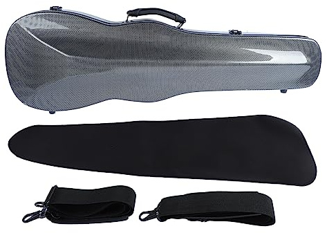 SPYMINNPOO Remplacement de Boîte de Violon Léger en Fiber de Carbone, étui de Violon Dur Portable avec Sangles D'hygromètre Doublure épaissie 2 Sangles (Gris Argenté)