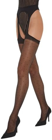 Fiore Collant ouvert femme effet porte-Jaretelles sexy en voile motif fantaisie 20 DEN - Amore Mio - L