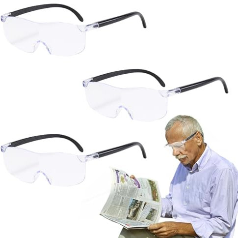 HAMKU Occhiali Ingrandimento 2X300%,1X500%, Lente D'ingrandimento da Lettura per Anziani, Anti Luce Blu Libere per Lavori Ravvicinati, Ricamo, Artigianato, Gioielli
