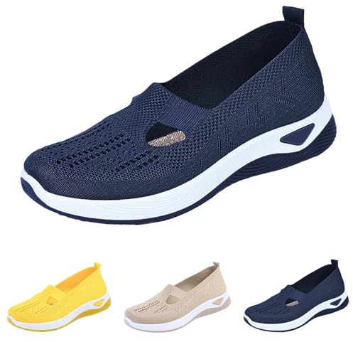 Scarpe da Passeggio da Donna Slip on Basse con Supporto per Arco Sneakers da Casa in Mesh Antiscivolo Ortopediche Casual Sneakers Estive Camminare Shoes da Ginnastica Tennis Barca Scarpe per Diabetici