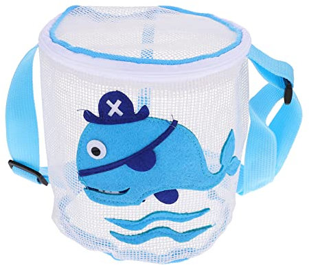 Toyvian Borsa Da Spiaggia Per Ragazzo Ragazza Con Cerniera e Tracolla Regolabile Borsa Rete Per Raccolta Di Conchiglie e Giochi Estivi