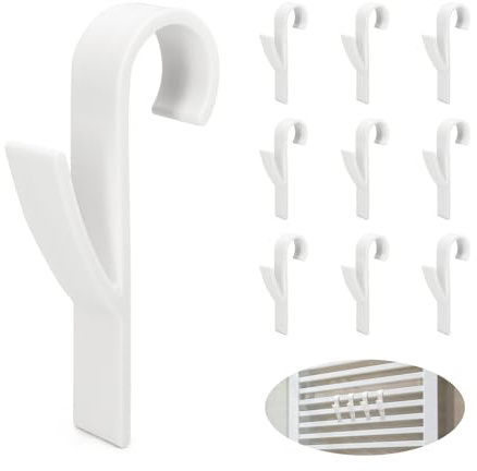 Lot de 10 crochets pour sèche-serviettes ronds - Crochets pour radiateur de salle de bain - Crochets blancs sans perçage