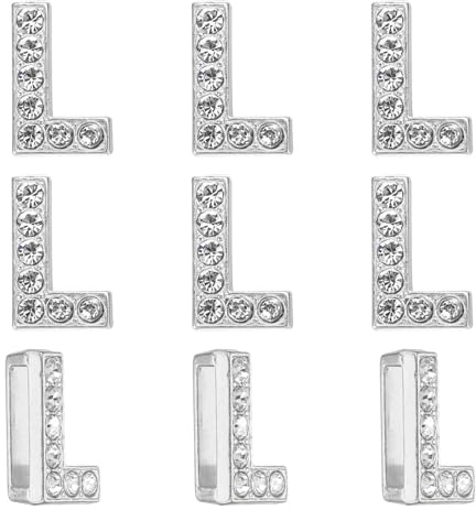 PATIKIL 30 st bokstavsberlocker, strass bokstav l berlock kristall alfabet glidarmband hänge för smyckestillverkning läder halsband halsband, silver, 14 mm