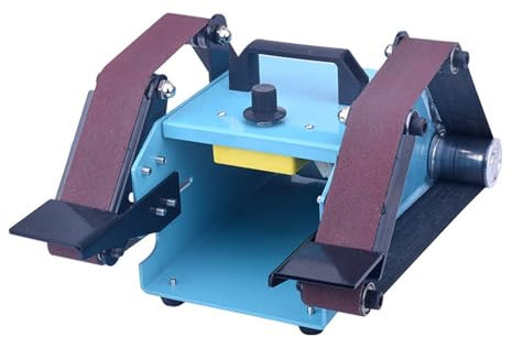 NADYE Mini levigatrice elettrica, Coltello per affilare levigatrice a Doppia Nastro, lucidatrice a Nastro da banco, Doppio banco da Lavoro, Regolabile, Motore in Rame Puro, per Metallo