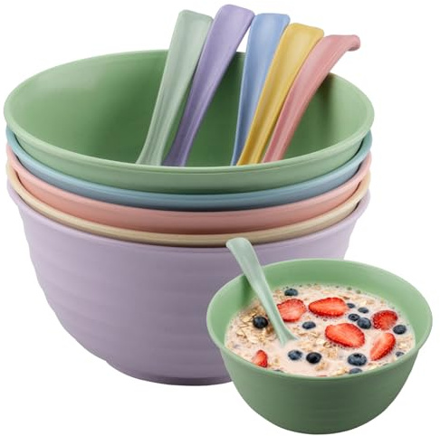 duisoad 10 Pezzi Ciotole in Plastica, Ciotole Cereali Infrangibili Scodella Colazione Riutilizzabili per Zuppe, Porridge, Insalate, Pasta, Riso