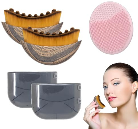 Cyberwork Brosse Drainage Lymphatique Visage Set 3pcs – 2x Brosse Lymphatique Contour + 1x Brosse Nettoyante Visage en Silicone, Massage Visage Relaxant, Soin Peau, Mâchoire & Menton Sculptant
