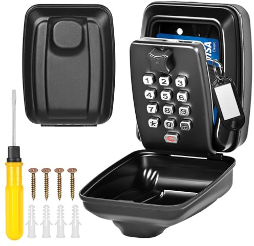 Yokuni Schlüsseltresor mit Zahlencode Wandmontierter Schlüsselkasten mit 12 stelligem Zahlenschloss Aus Zinklegierung mit wasserdichter Abdeckung Geeignet für Haustüren, Garagen, Schulen und Geschäfte