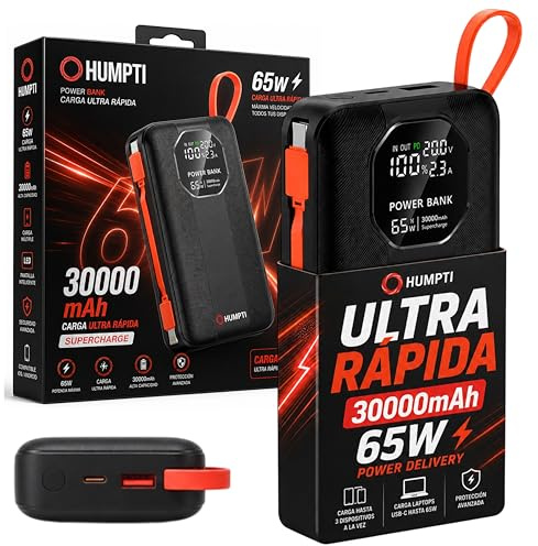 Batería Externa 30000 mah Carga Ultra Rápida 65W para iPhone y Android, Bateria Externa 30000 mah Carga Rapida, Power Bank, Bateria Externa Carga Rapida, Powerbank